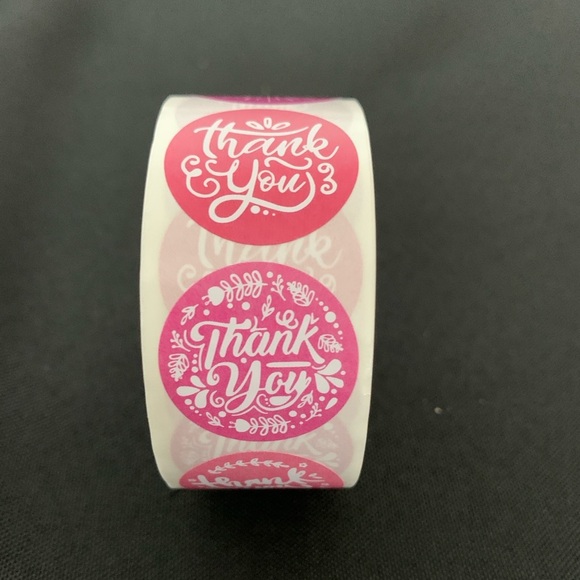 Thank You Sticker Labels 500 labels on roll. 1” Round NWT 8 color designs - Picture 2 of 5